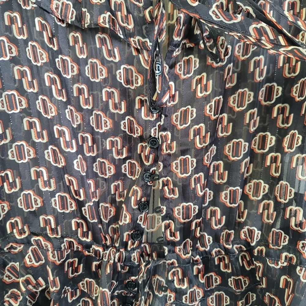 Maje Luzette Metallic Thread Print Silk Blend Boho style Blouse - Picture 8 of 15